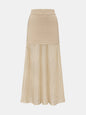 High Waist Patchwork Pleated Midi Skirt