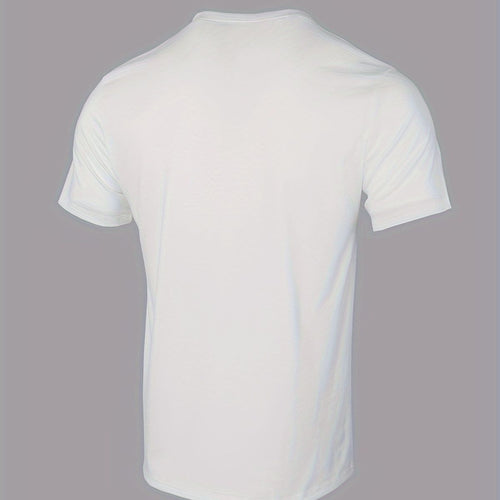 American Style Knitted Muscle T-shirt, Men Elastic V-neck Breathable Sports Short Sleeve Training Top