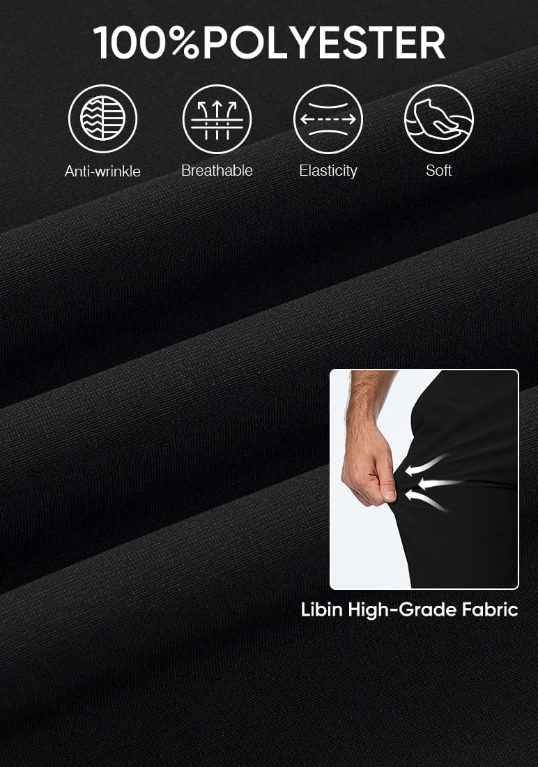 Mens Chino Pants Casual Stretch Golf Pants Waist Tapered Trousers Lightweight Comfy Pants with Zipper Pockets