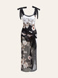Floral Tie-Shoulder One-Piece Swimsuit With Cover-Up