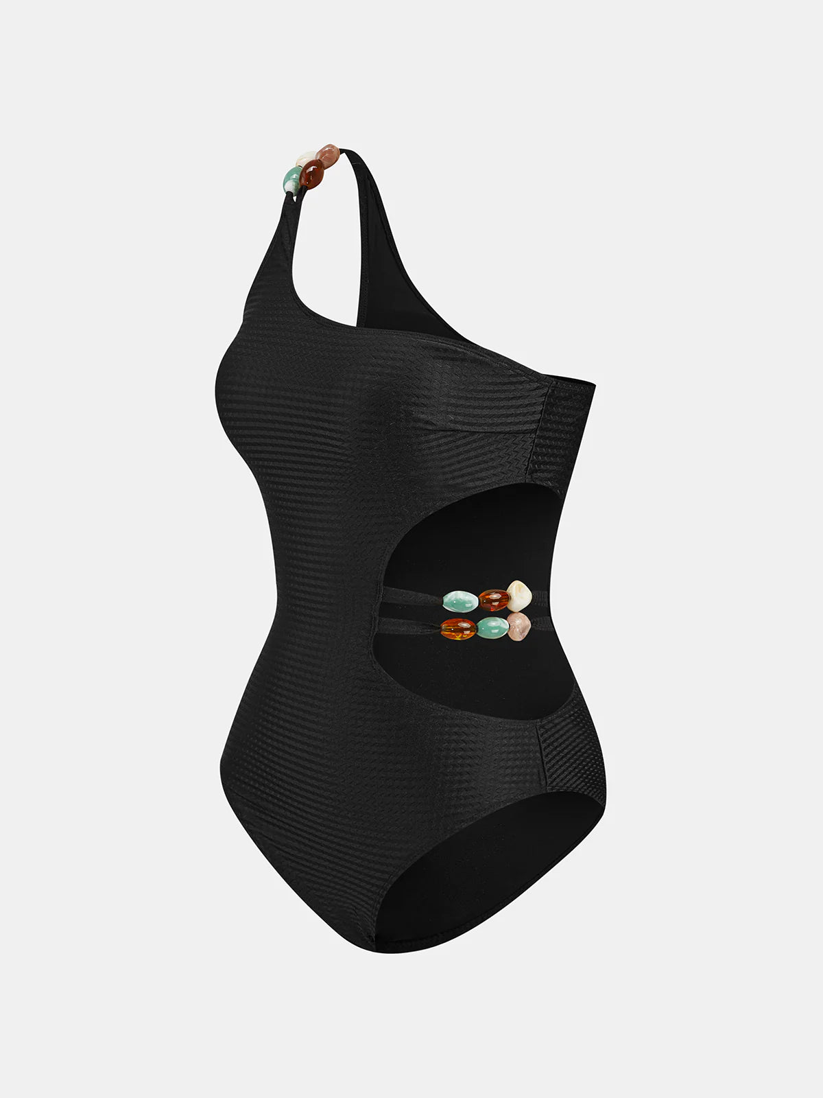 One-Shoulder Cutout Swimsuit & Sarong Set