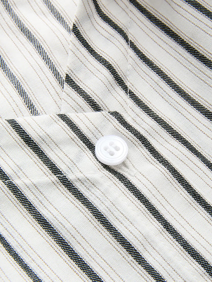 Striped Cotton Cold Shoulder Half Sleeve Blouse