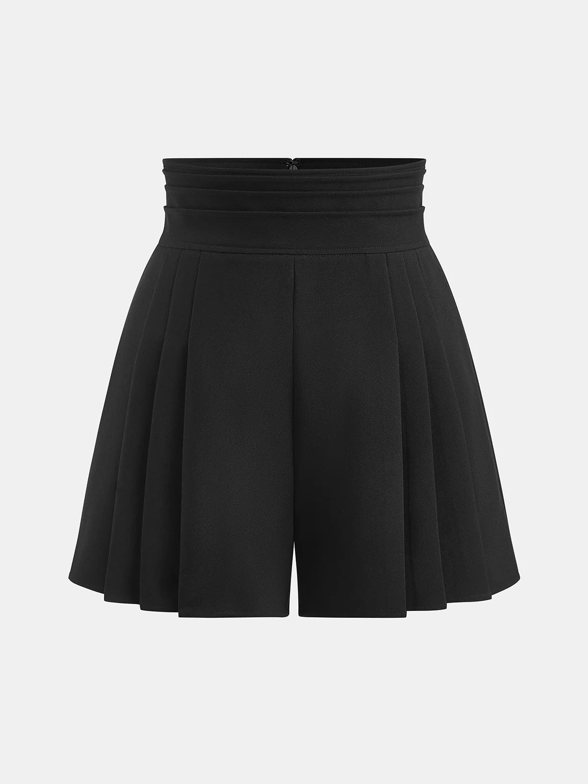 High-Waisted A-Line Pleated Shorts