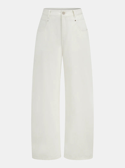 Mid Waist Wide Leg Denim Pants
