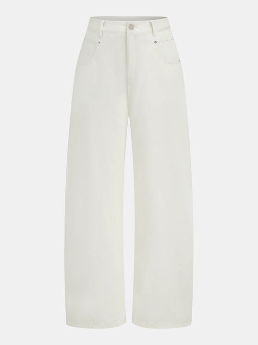 Mid Waist Wide Leg Denim Pants
