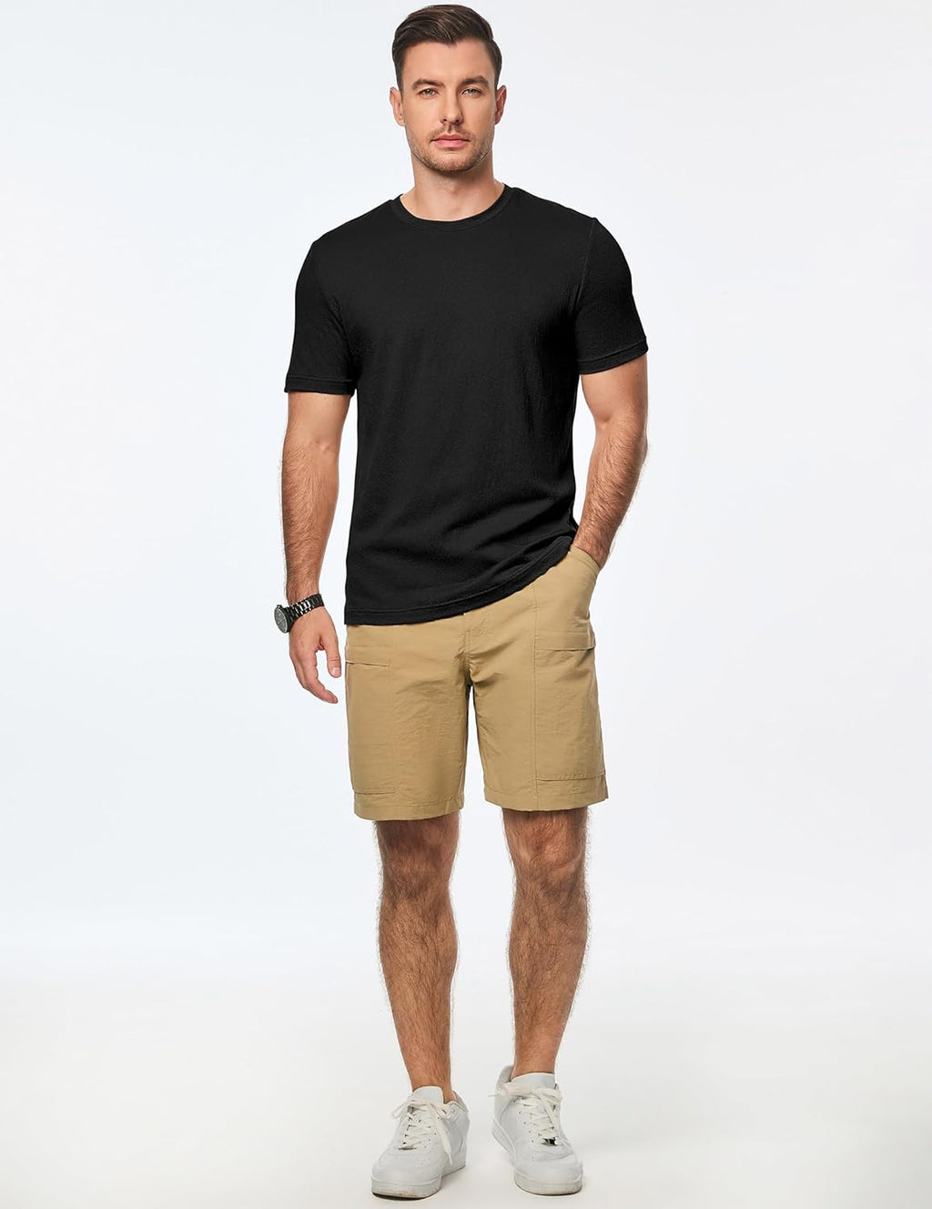 Mens T-Shirt Short Sleeve Muscle Textured Knit Crewneck Slim T Shirt Gym Workout Athletic Tee Shirts