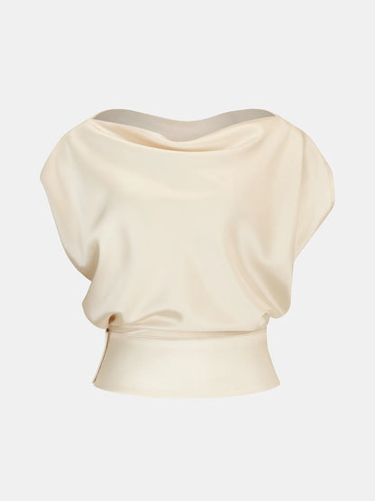 Satin Cowl Neck Top and Skirt Set