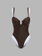Color Block U Cut One Piece Swimsuit