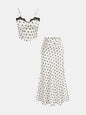 Polka Dot Lace Trim Cami Top & Skirt Sets