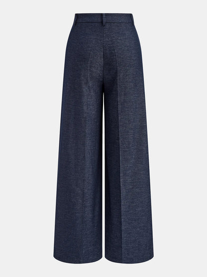 Puddle Hem Asymmetric Wrap Wide-Leg Pants