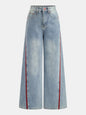 Side Stripe Curved Leg Denim Jeans