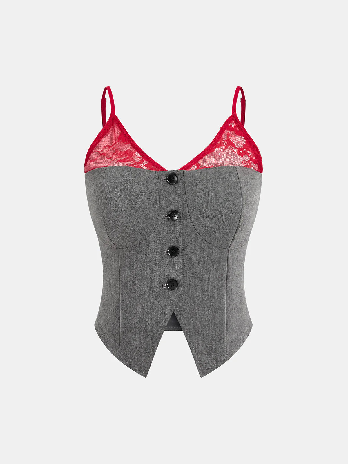 Contrast Lace Cami Vest & Pants Set with Scarf