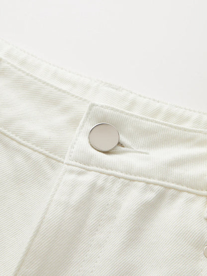 Mid Waist Wide Leg Denim Pants