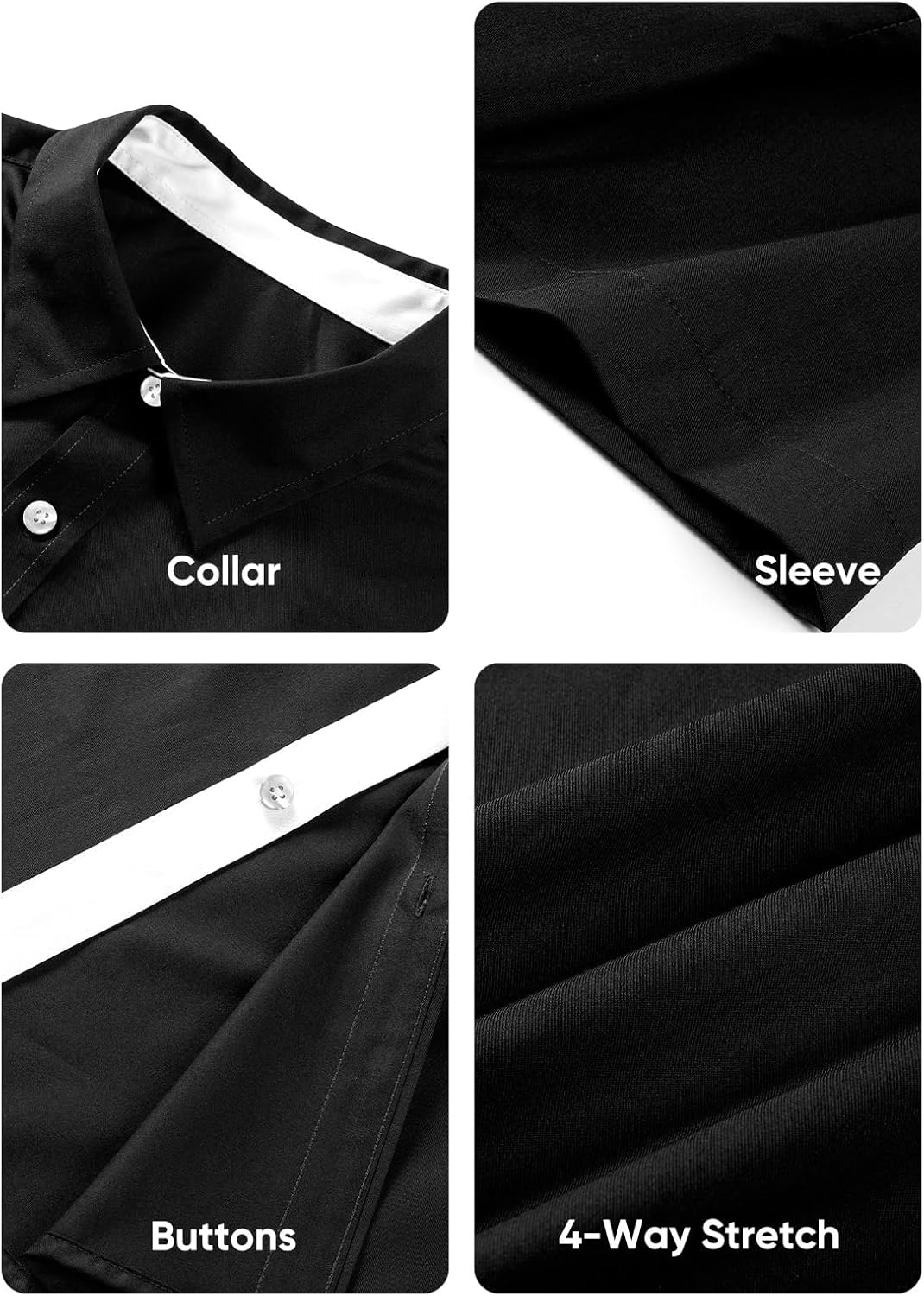 Men's Casual Button Down Shirts Wrinkle-Free Short Sleeve Business Dress Shirt