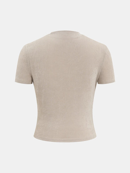 Asymmetric Ruched Short-Sleeve Top