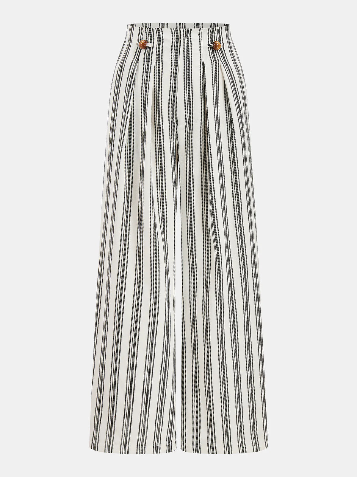 Cotton Linen Striped Wide Leg Pants