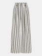Cotton Linen Striped Wide Leg Pants