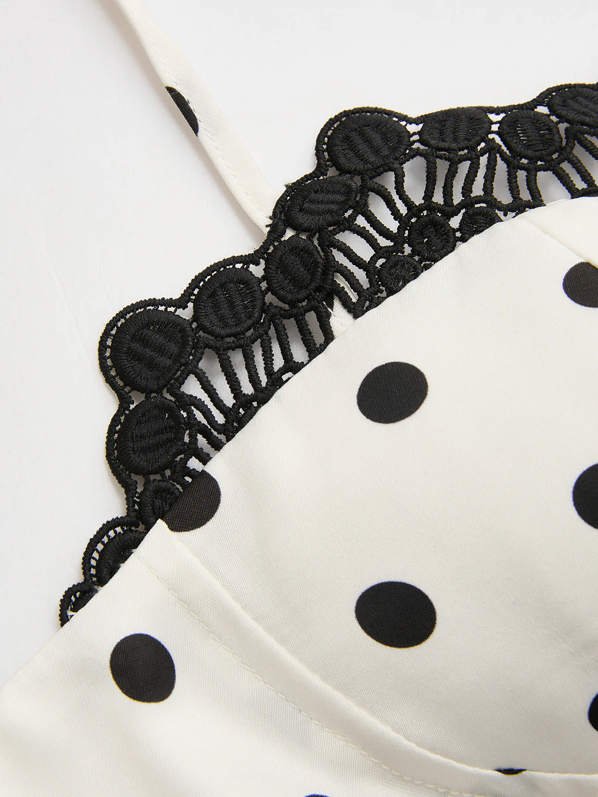 Polka Dot Lace Trim Cami Top & Skirt Sets
