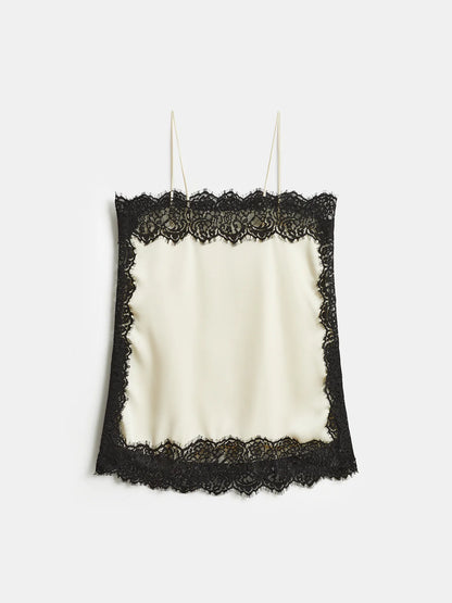 Lace Trim Satin Cami Top