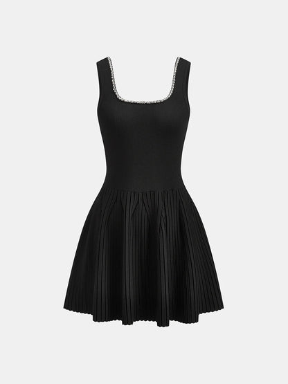 Rhinestone-Embellished Slim Fit Mini Dress