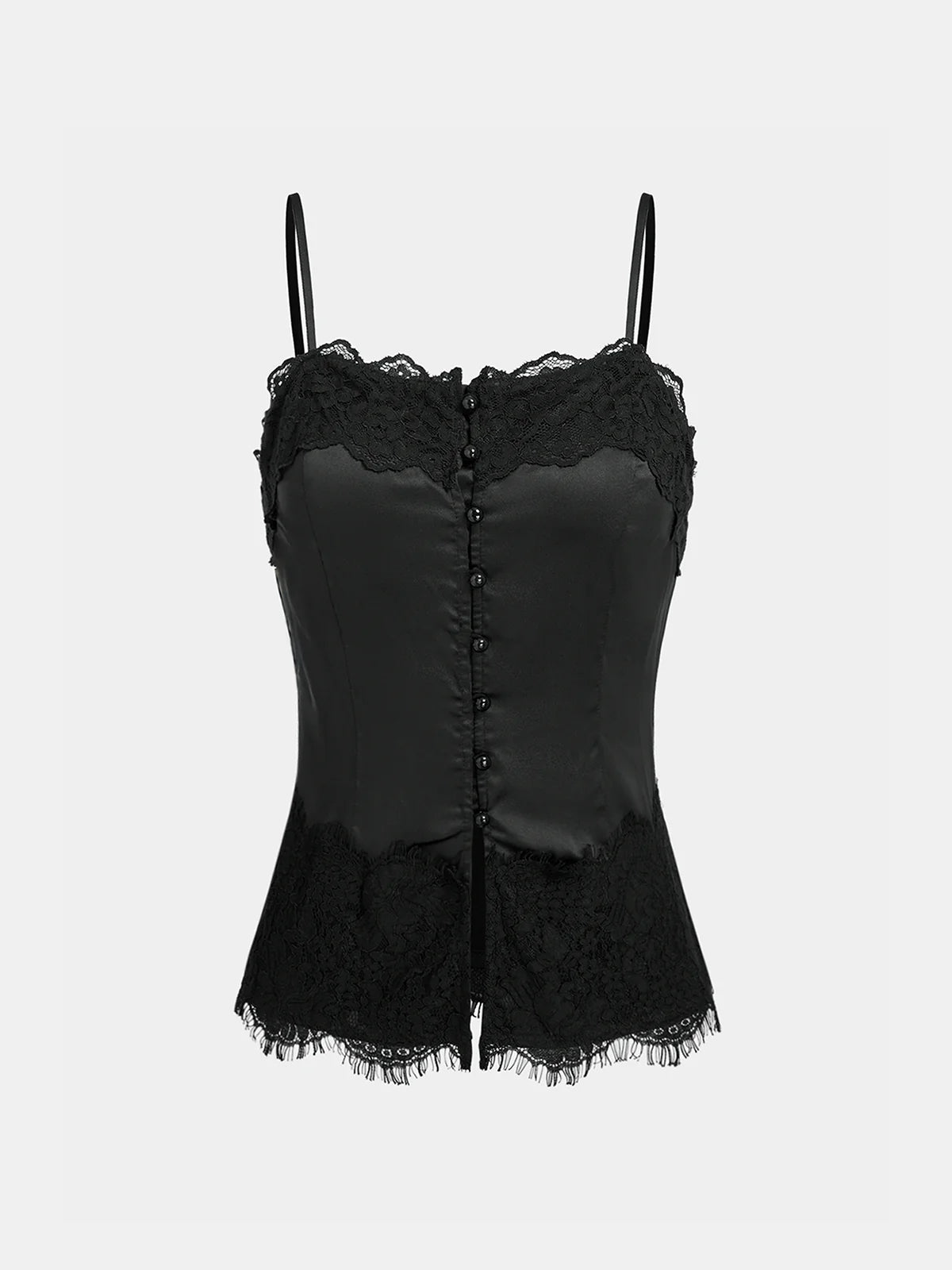 Lace-Trim Satin Cami Top