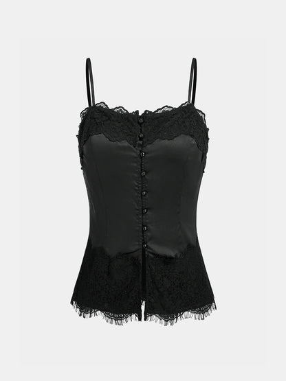 Lace-Trim Satin Cami Top