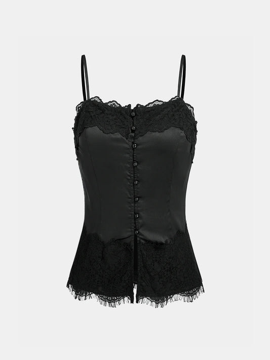 Lace-Trim Satin Cami Top