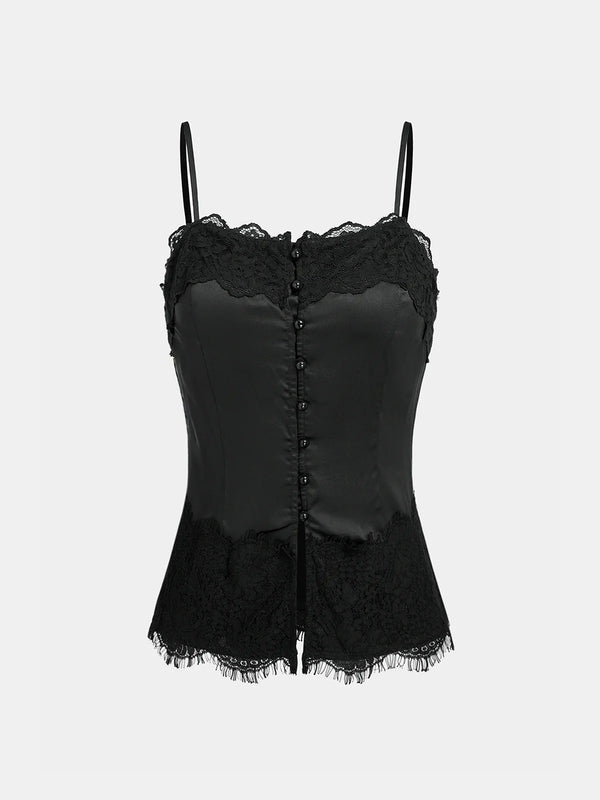 Lace-Trim Satin Cami Top