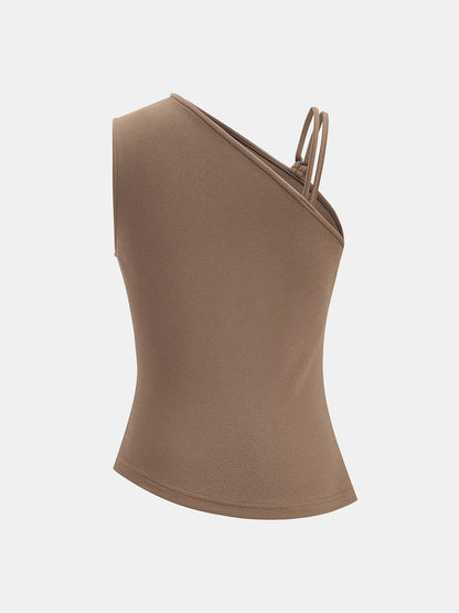 One-Shoulder Ruched Textured Top
