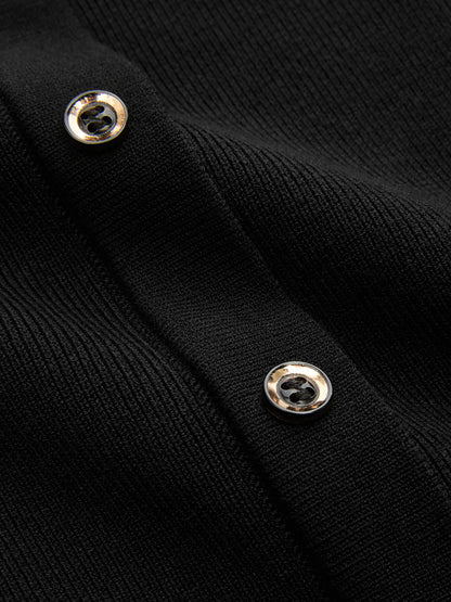 Button Detail Cap Sleeve Rib Knit Maxi Dress