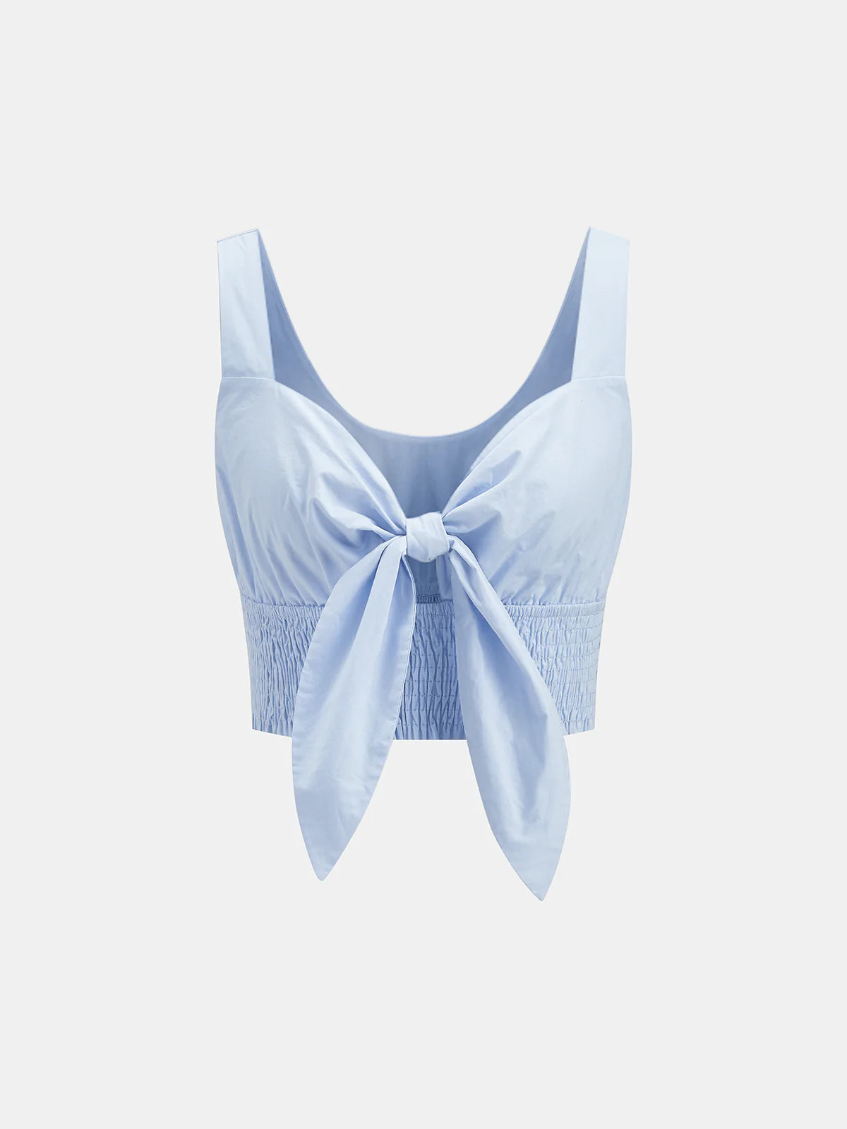 Cotton Smocked Tie-Front Top & Tiered Skirt Set
