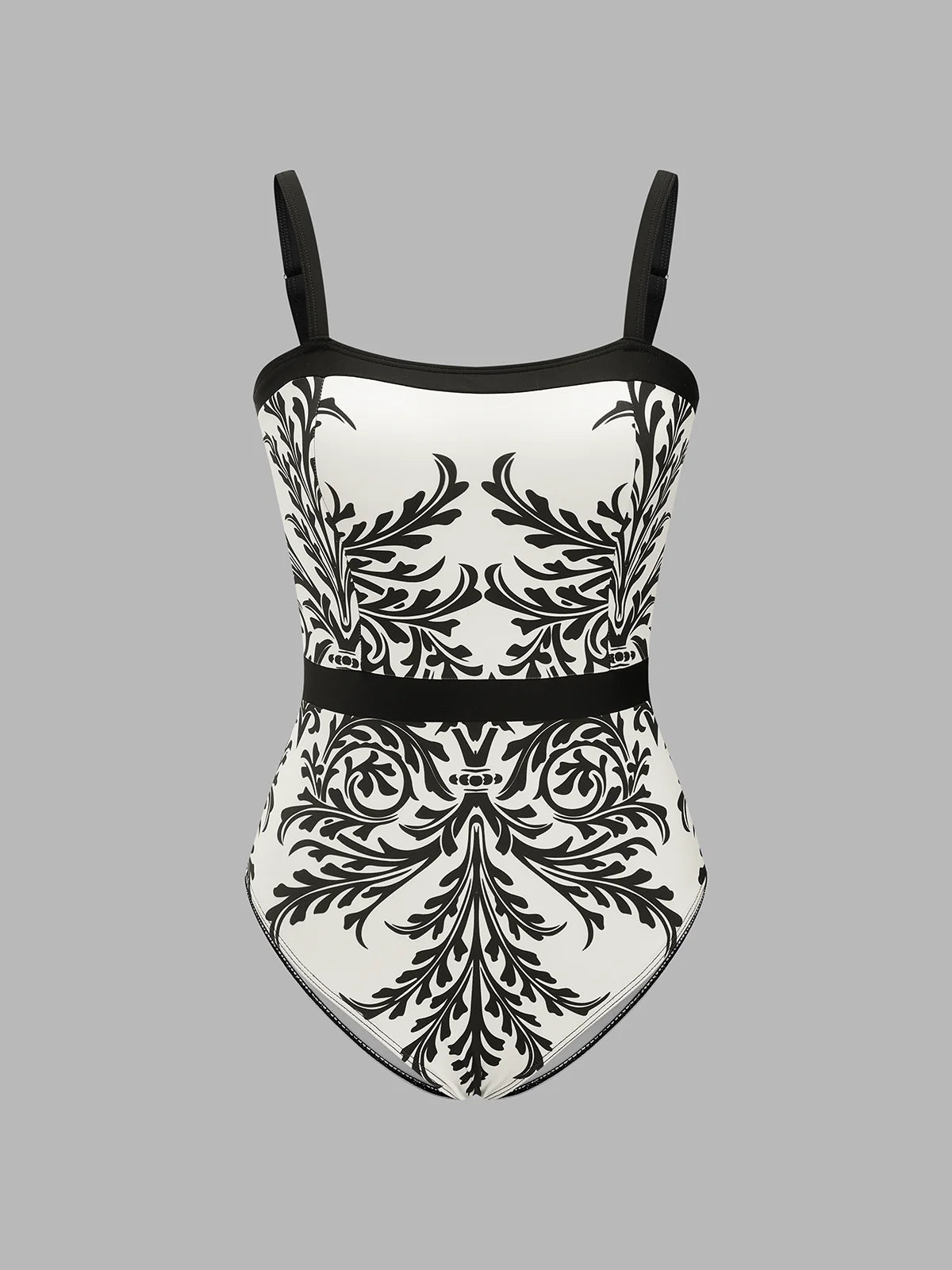 Baroque Print One-Piece Swimsuit & Sarong Set
