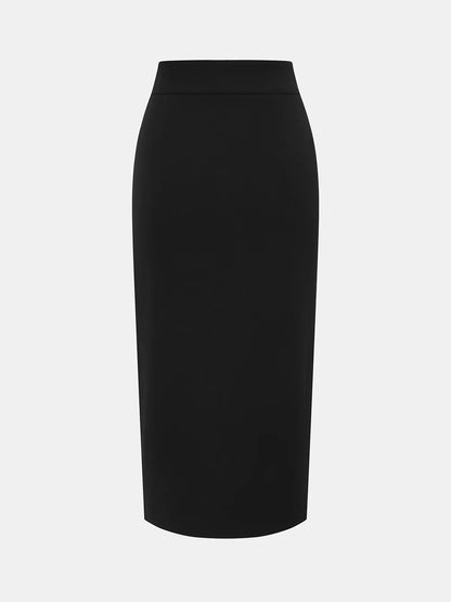 Color Block Metal Detail Midi Skirt