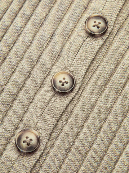 Wool Blend Ribbed Button Maxi Dress