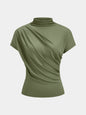 Ruched Mock Neck Short Sleeve Top