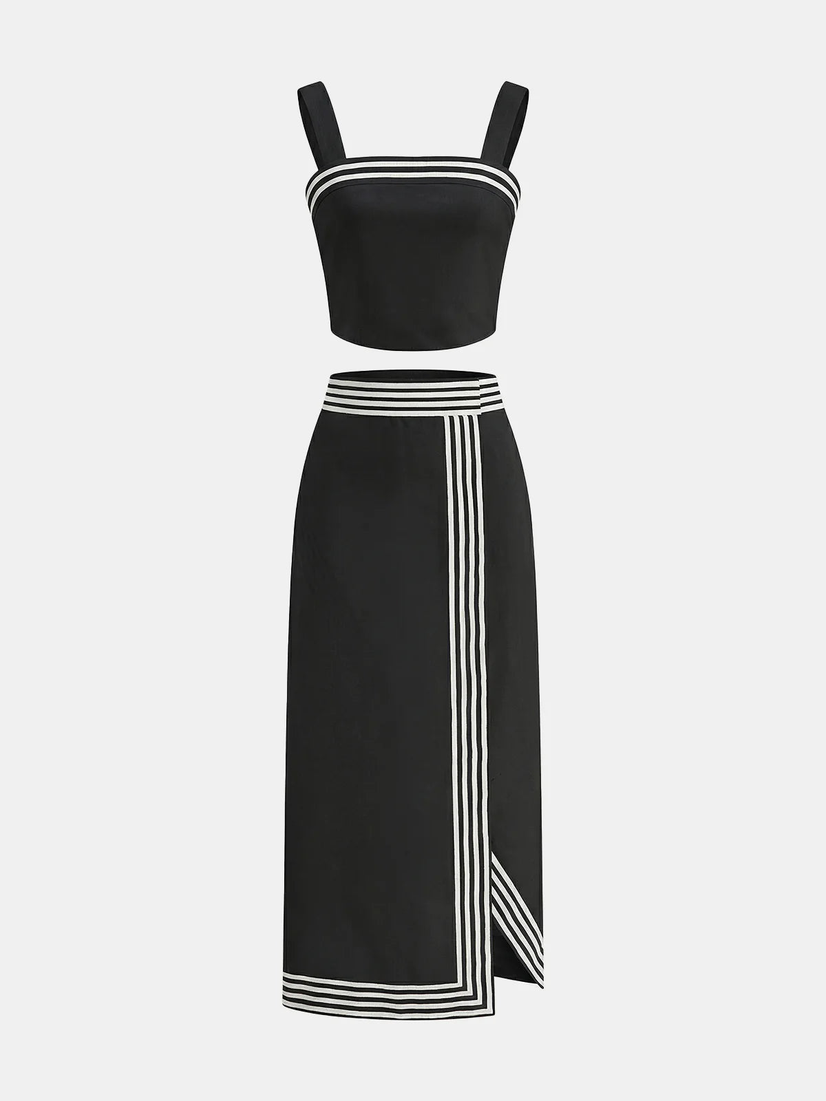 Striped Strappy Top & Midi Skirt Set