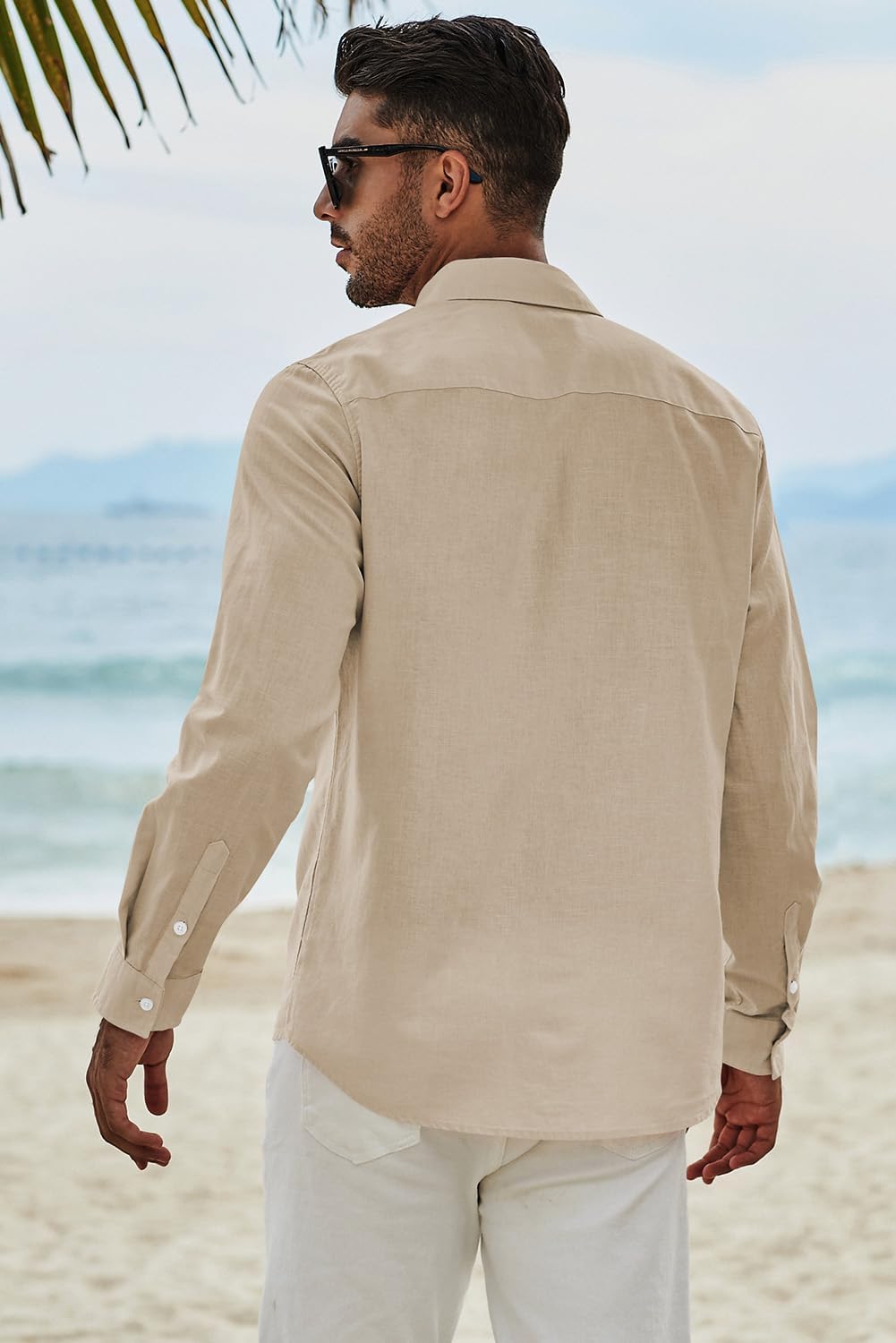 Men's Cotton Linen Button Down Shirt Casual Stylish Long Sleeve Business Dress Shirts