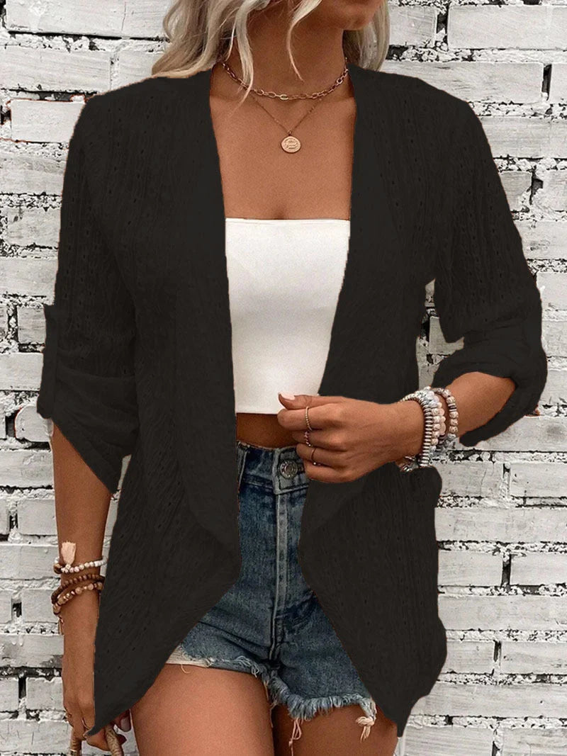 Women's Pink Casual Lace Cardigan