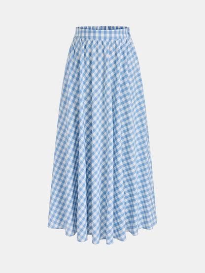 Gingham Wrap Tie Cami Top & Midi Skirt Set