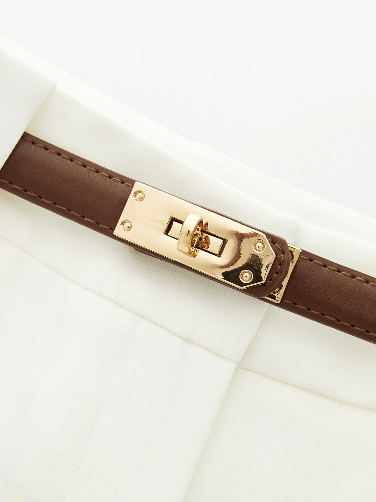 Belted Mid Waist Wide Leg Pants