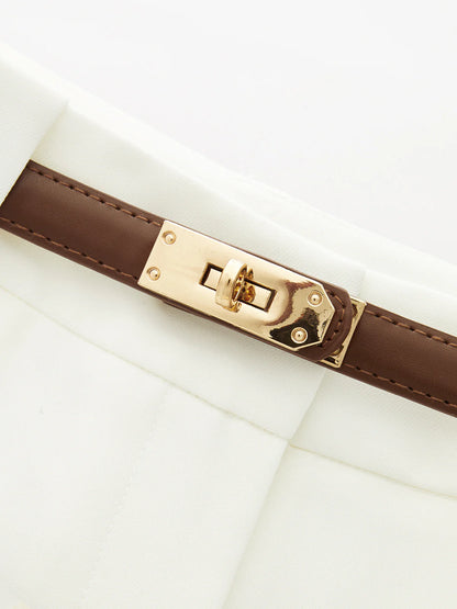 Belted Mid Waist Wide Leg Pants