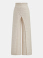 Textured Overlap Lace-Up Waist Wide Leg Pants