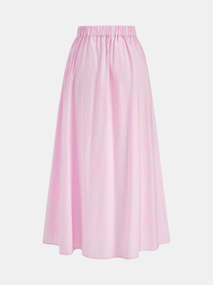 Striped Halter Wrap Crop Top & Midi Skirt Set
