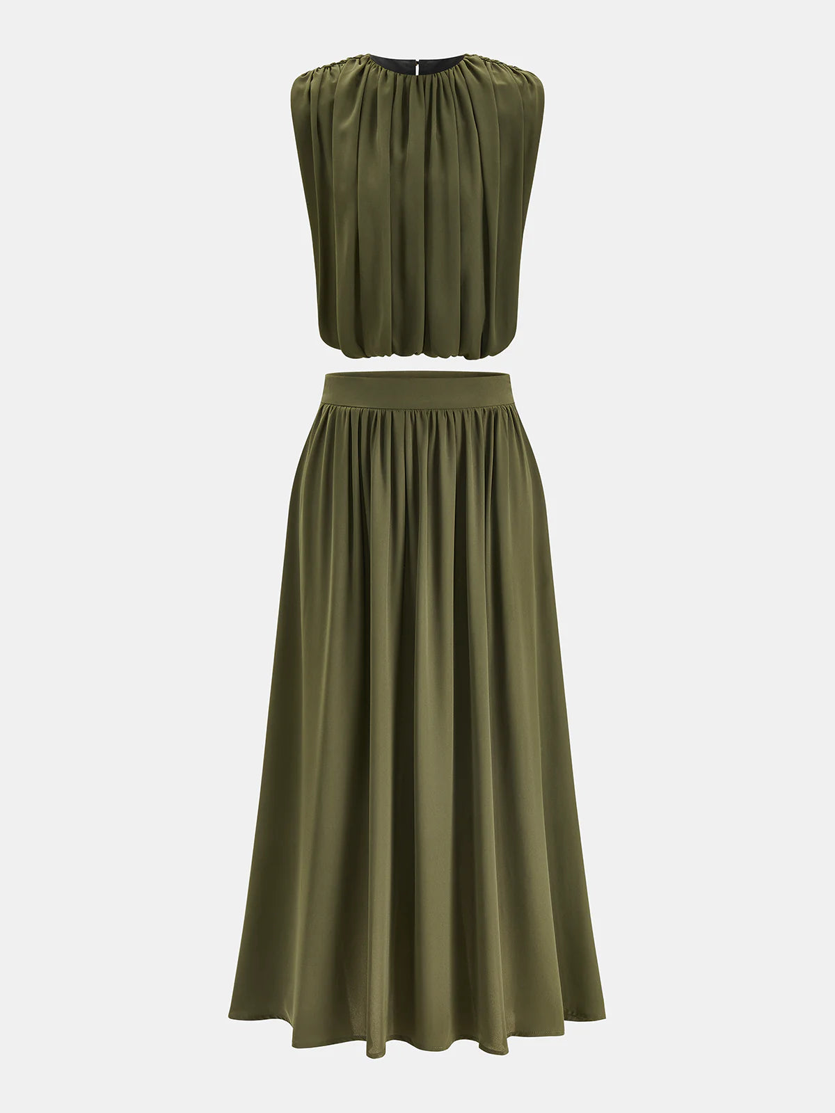 Sleeveless Pleated Top & Skirt Set