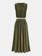 Sleeveless Pleated Top & Skirt Set