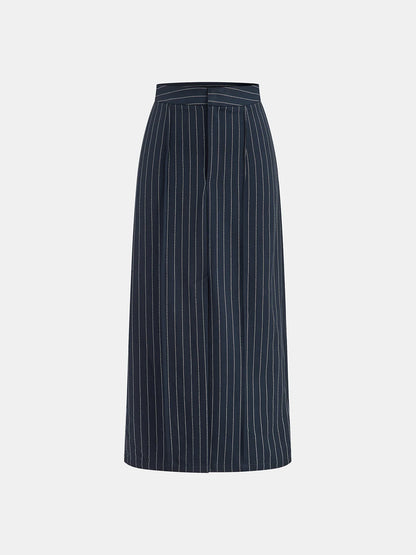 Hook-Eye Striped Top and Skirt Set