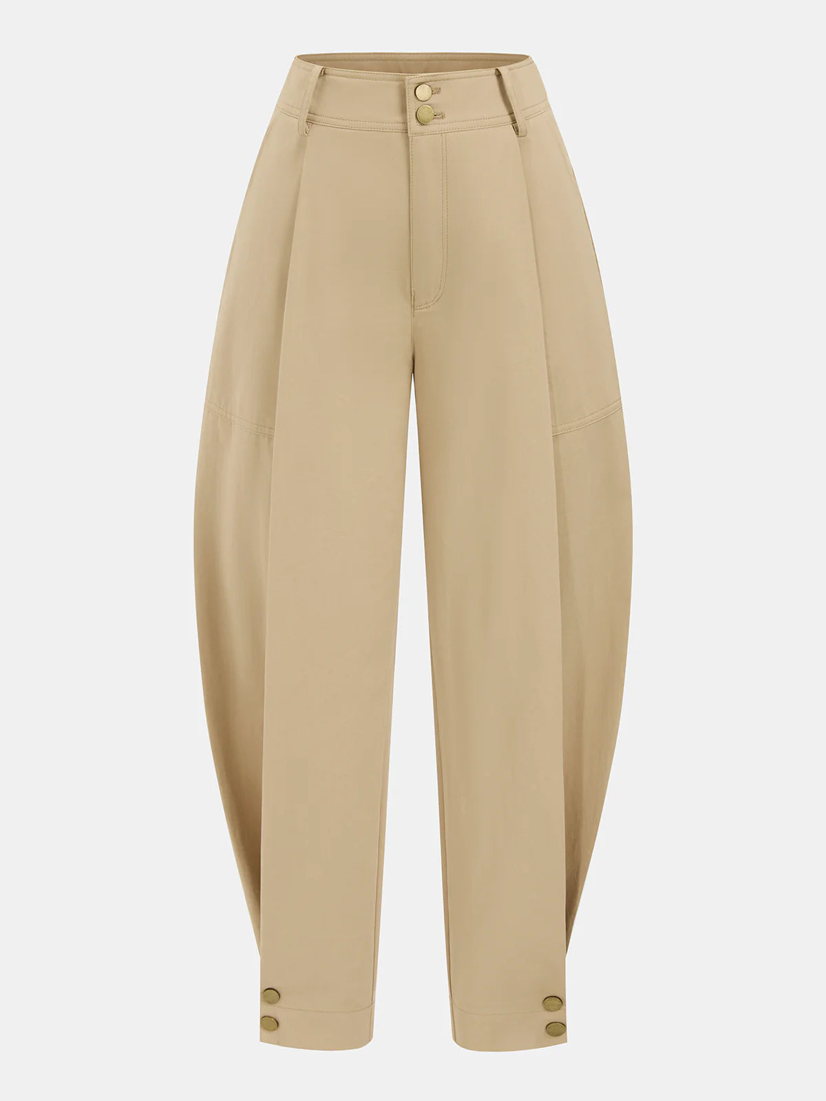 Cotton Pleated Mid-Waist Balloon Pants