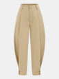 Cotton Pleated Mid-Waist Balloon Pants