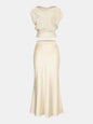 Satin Cowl Neck Top and Skirt Set