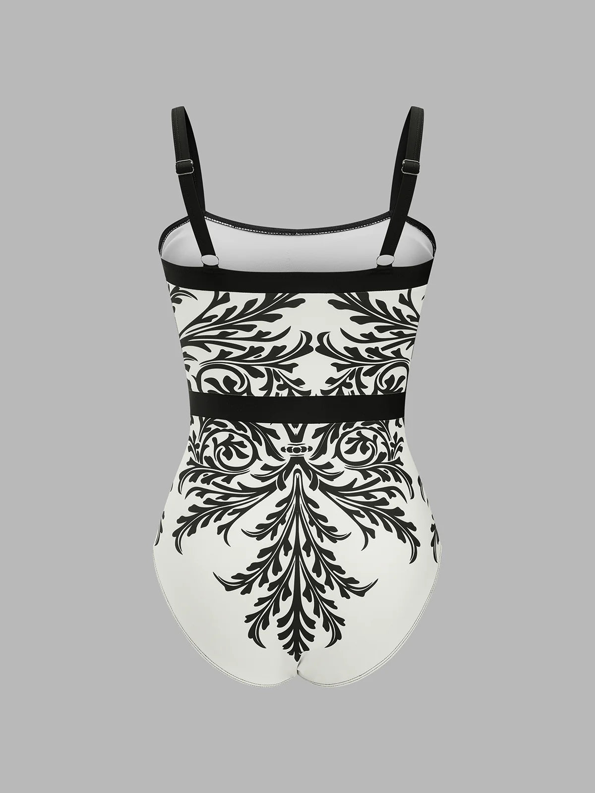 Baroque Print One-Piece Swimsuit & Sarong Set